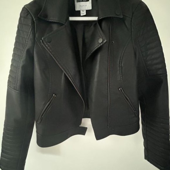 COPY - FAUX LEATHER Noisy May Zippered Notch Lapel Jacket in size small - Picture 1 of 2